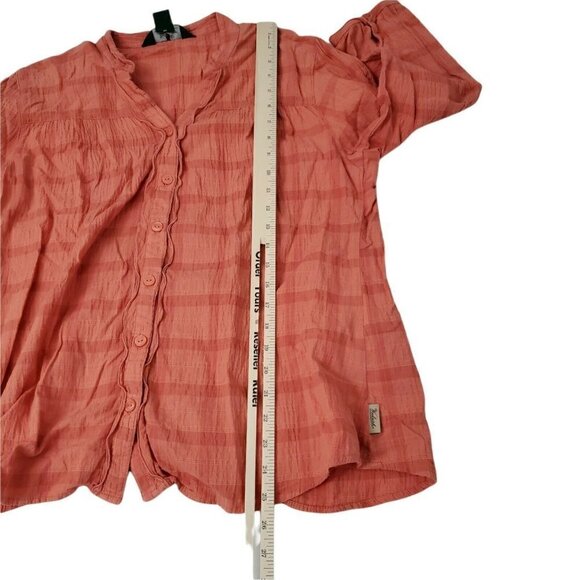 Woolrich‎ Top Womens Large Orange Button Up Cotton Stretch Blouse - Picture 10 of 11